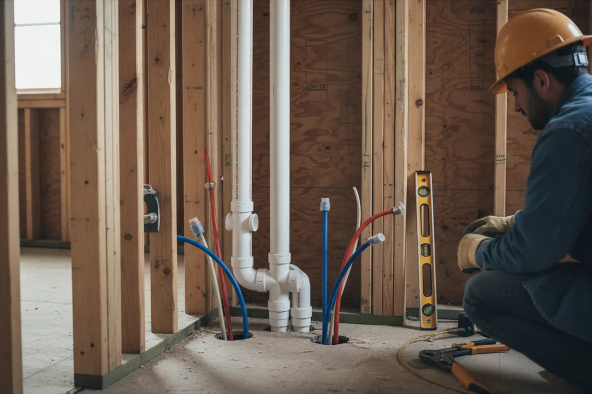 Drain and supply rough-in during Sump Pump Repair in Culpeper