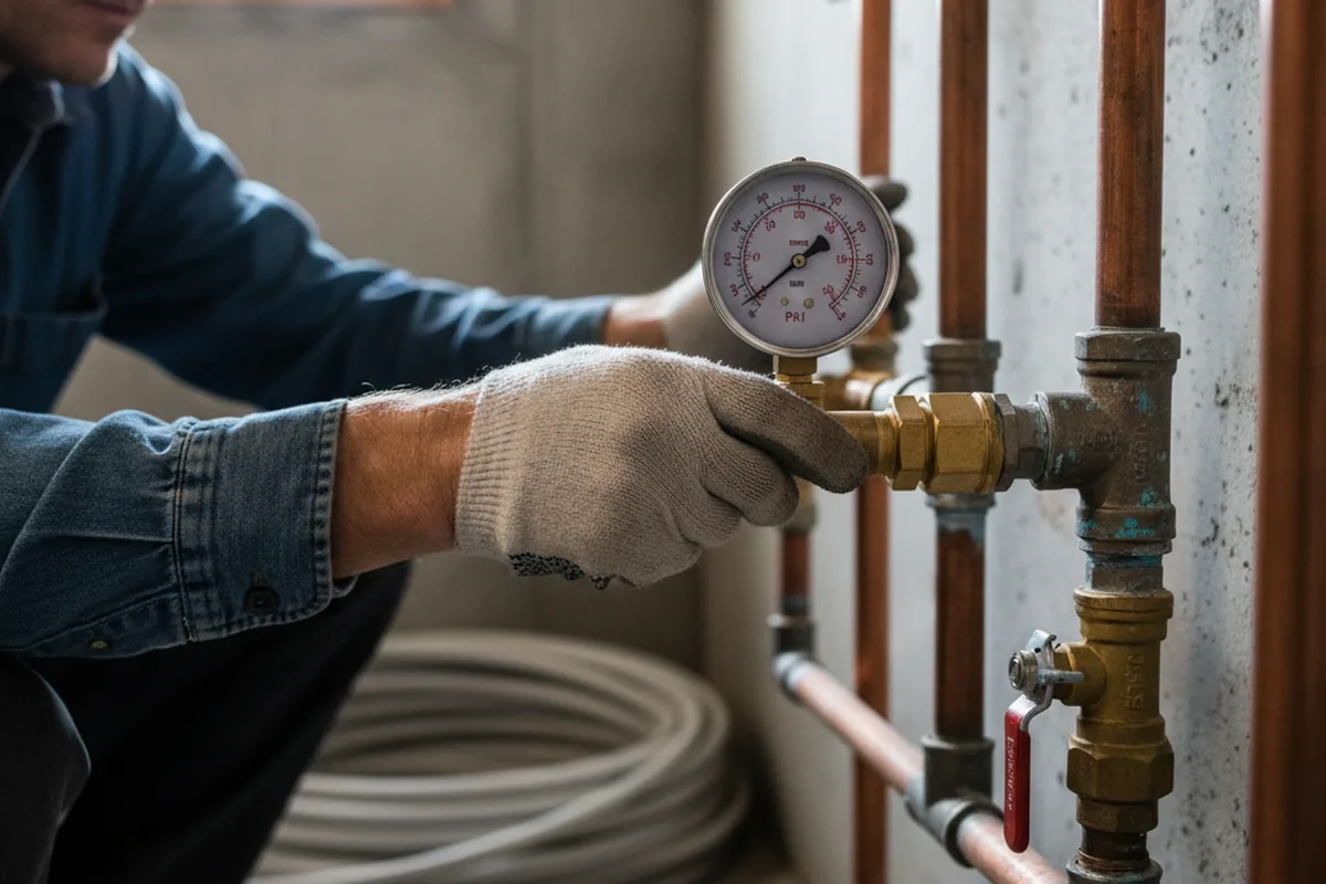 Pressure testing a repaired line during Water Line Repair in Culpeper